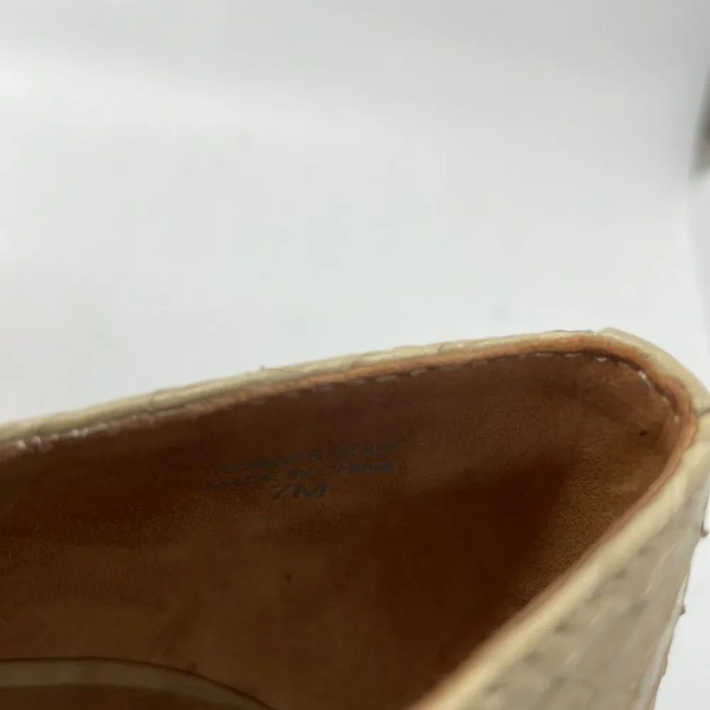 Ann Taylor Cream Textured Peep-Toe Heels